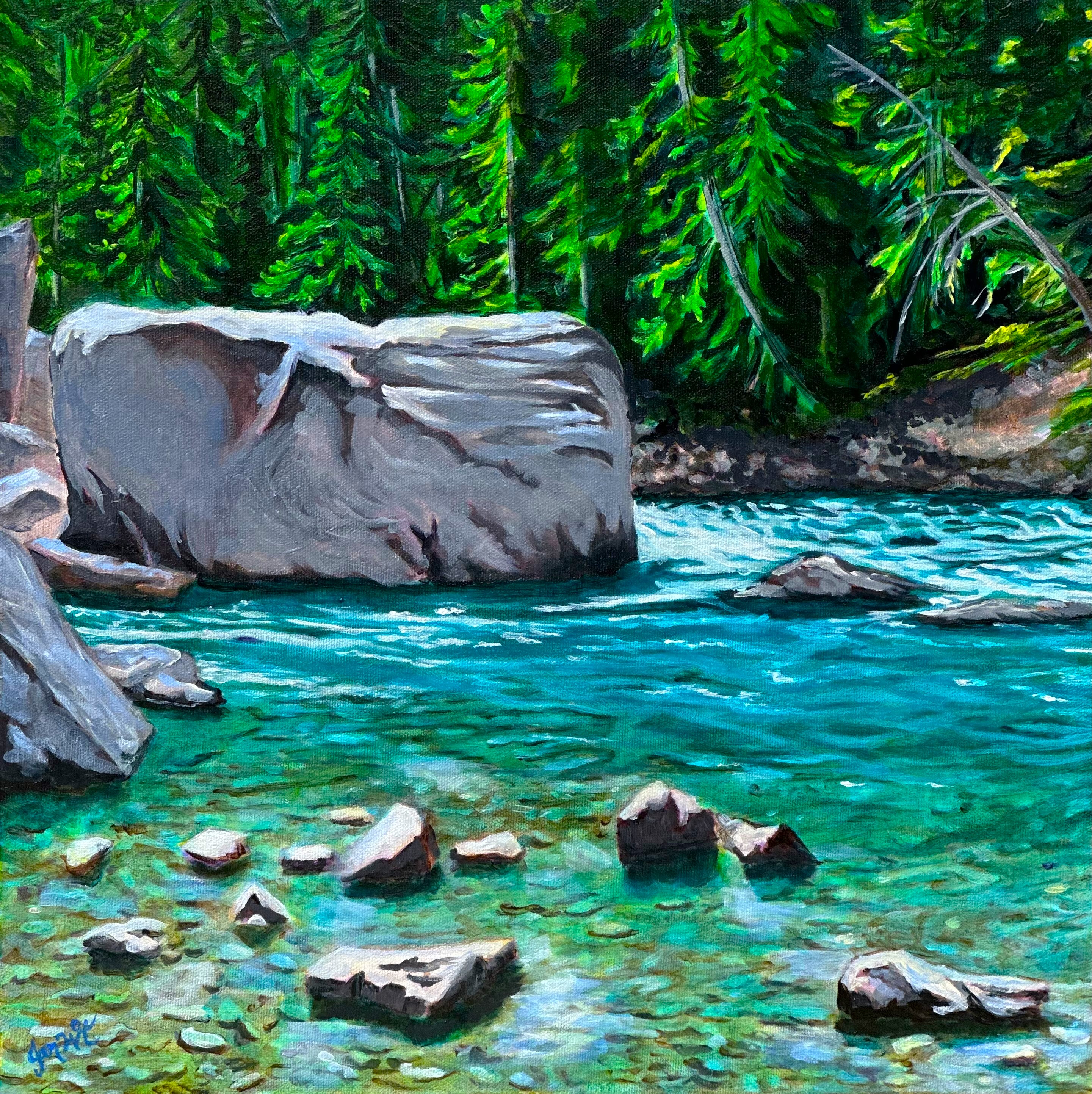 Wading for hot springs